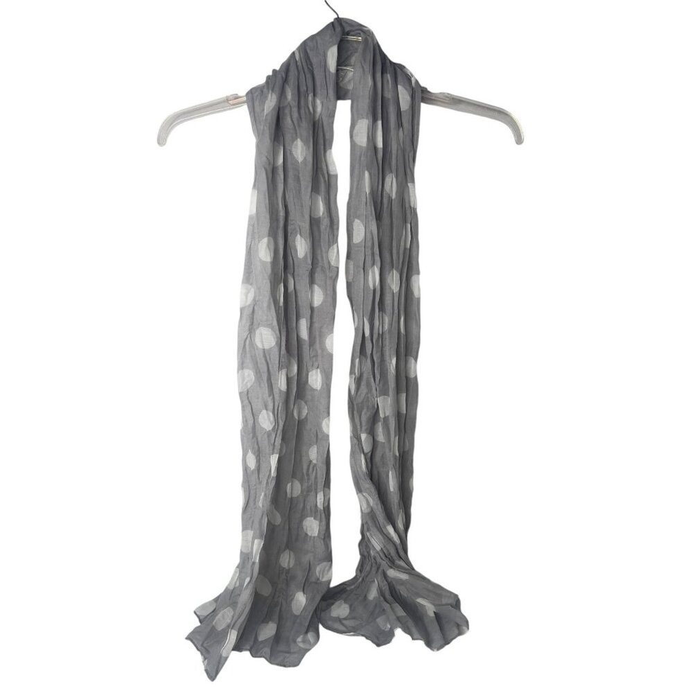 Light Gray Polka Dot Scarf Wrap Thin Material 74 in - Picture 4 of 5